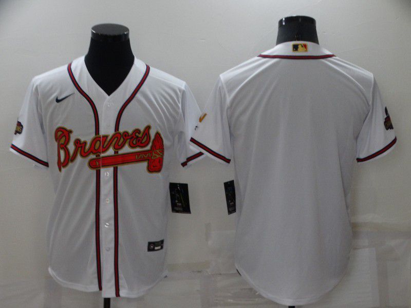 Men Atlanta Braves Blank White Gold Game Nike 2022 MLB Jersey